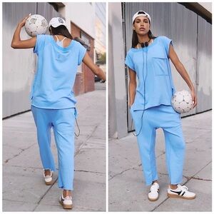 NEW! FREE PEOPLE MOVEMENT Winning Stretch One to Beat Set SMALL Riviera Blue